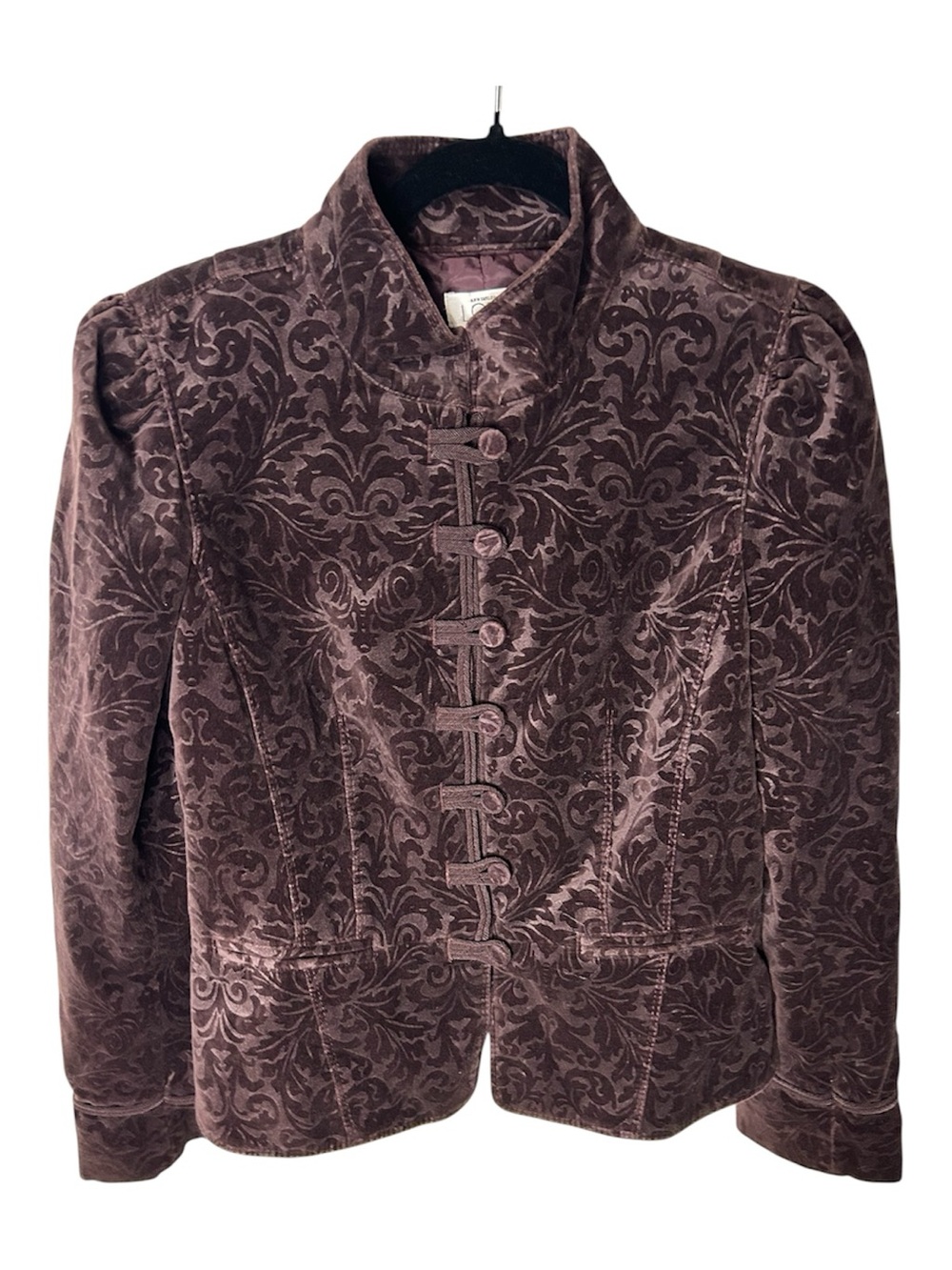 NWT LOFT Velvet Brocade Victorian goth band Jacket plumb burgundy. Size 10